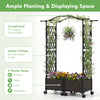 Self-watering planter box with lattice trellis and curved roof in brown, ideal for vibrant plant growth on patios or.