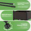 Self-watering planter box with lattice trellis and roof, featuring rustproof metal tubes and lockable wheels for easy.