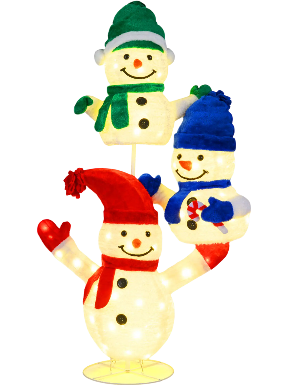 5 FT Stacked Snowman Lighted Christmas Decoration with 110 LED Lights