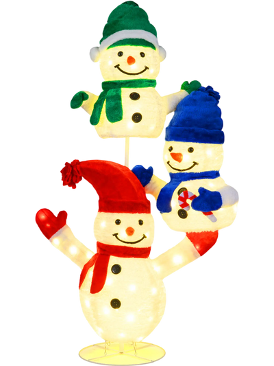 Costway 5' Lighted Stacked Snowman Christmas Decoration 110 LED Lights 15835281 New
