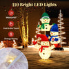 Stacked snowman Christmas decoration featuring 110 LED lights, made with velvet fabric, perfect for indoor and outdoor.