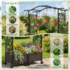 Raised garden bed with lockable wheels, arch top trellis, and two planter boxes for growing flowers and vegetables.