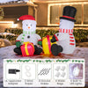 Cute 5-foot inflatable snowmen with gift boxes, pre-lit with 4 LED lights, perfect for holiday outdoor decoration.