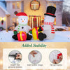 Cute 5-foot inflatable snowmen with gift boxes, pre-lit for festive cheer, perfect for indoor and outdoor holiday decor.