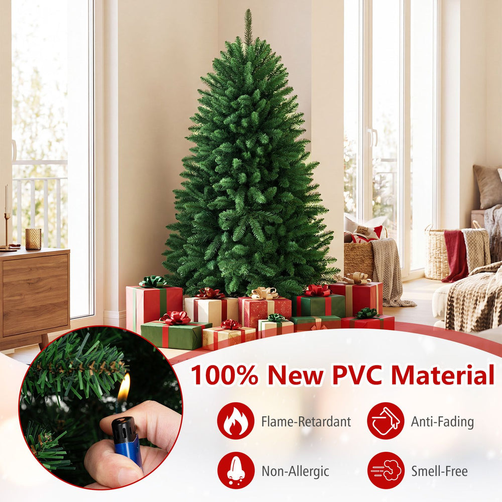 5 feet artificial fir Christmas tree made of 100% PVC material with 600 branch tips for a realistic festive atmosphere.