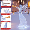 5-foot Christmas angel with 100 LED lights, featuring a halo, trumpet, and wings, perfect for outdoor holiday decor.