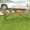 5FT folding picnic table with rattan grain HDPE tabletop, sturdy metal frame, ideal for outdoor gatherings and easy.