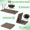 5FT folding picnic table with rattan grain HDPE tabletop, showcasing quick setup steps for easy transport and storage.