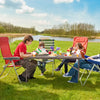 Folding picnic table with rattan grain HDPE tabletop, accommodating 4-6 people, perfect for outdoor gatherings.