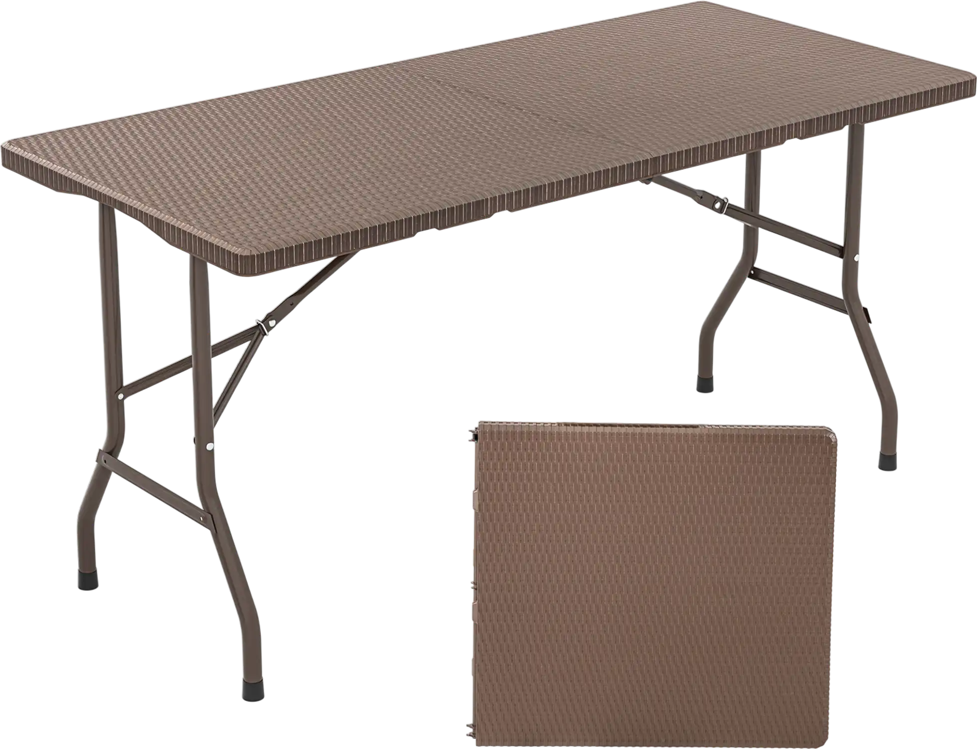 Costway 5' Folding Picnic Table Rattan Grain HDPE Metal Frame 283467951 New