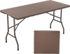 5FT folding picnic table with rattan grain HDPE tabletop, showing the convenient foldable design for easy storage and.
