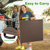 5FT folding picnic table with rattan grain HDPE tabletop, featuring a built-in handle for easy transportation.