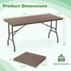 5FT folding picnic table with rattan grain HDPE tabletop, sturdy metal frame, dimensions 60" x 27.5", 400 lbs capacity.