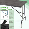 5FT folding picnic table with wood grain HDPE tabletop, stable frame, and non-slip foot pads for indoor and outdoor use.