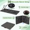 Folding picnic table setup instructions showing legs and frame folding for easy storage and portability.