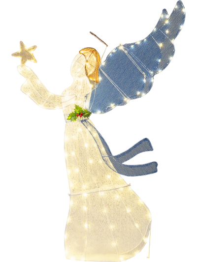 Costway 5' Lighted Angel Christmas Decoration with Wings Warm LED Lights 73840386 New