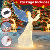 5-foot lighted angel Christmas decoration with wings, warm LED lights, and sturdy metal frame for outdoor use.