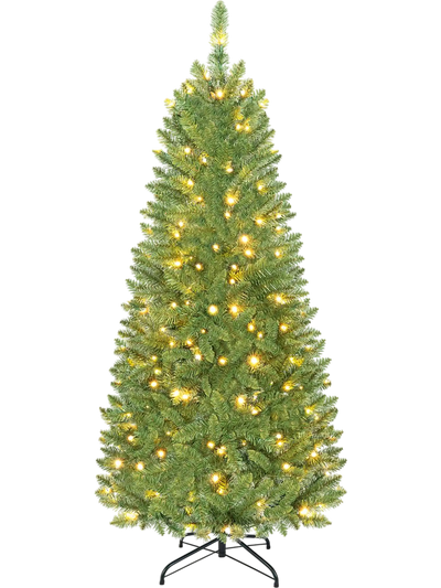 Costway Pre-Lit Artificial Slim Pencil Christmas Tree 7/6/5' 16582037 New