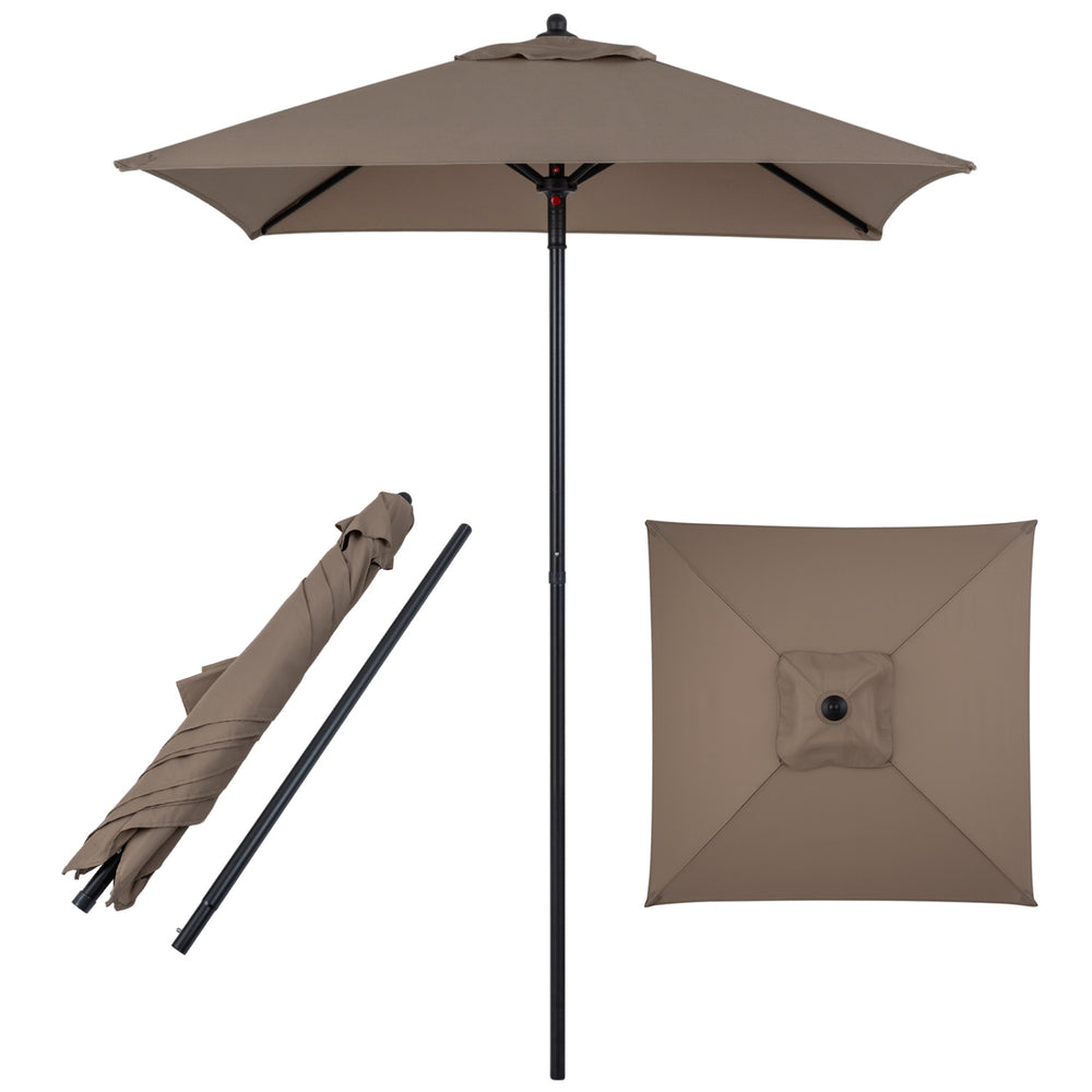 4 feet patio umbrella Mojia 10x10 FT Square Cantilever with Solar LED Lights and Cross Base, 360 Rotation Large Heavy Duty Offset Outdoor Umbrella with Easy Tilt for Pool Backyard Deck Garden so you can easily and perfectly align with the movement of the sun Quadruplo European Quadruple Offset Patio