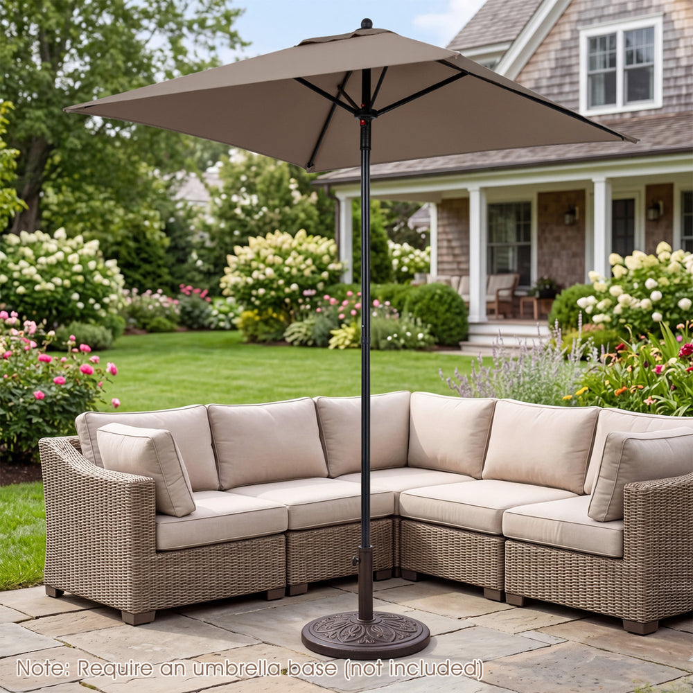 6.5 square patio umbrella PURPLE LEAF 6.5' x 6.5' Outdoor Table Umbrella Aluminum Frame Market Umbrella Sun Umbrella with 8 Sturdy Ribs & Tilt for Garden Deck Lawn & Pool Gray while sewn Santa Ana 6'5'' Square Aluminum