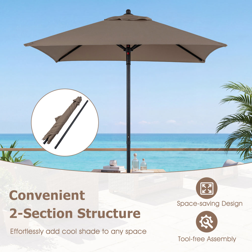 5 Feet Patio Square Market Table Umbrella Shelter with 4 Sturdy Ribs - Gallery View 9 of 10