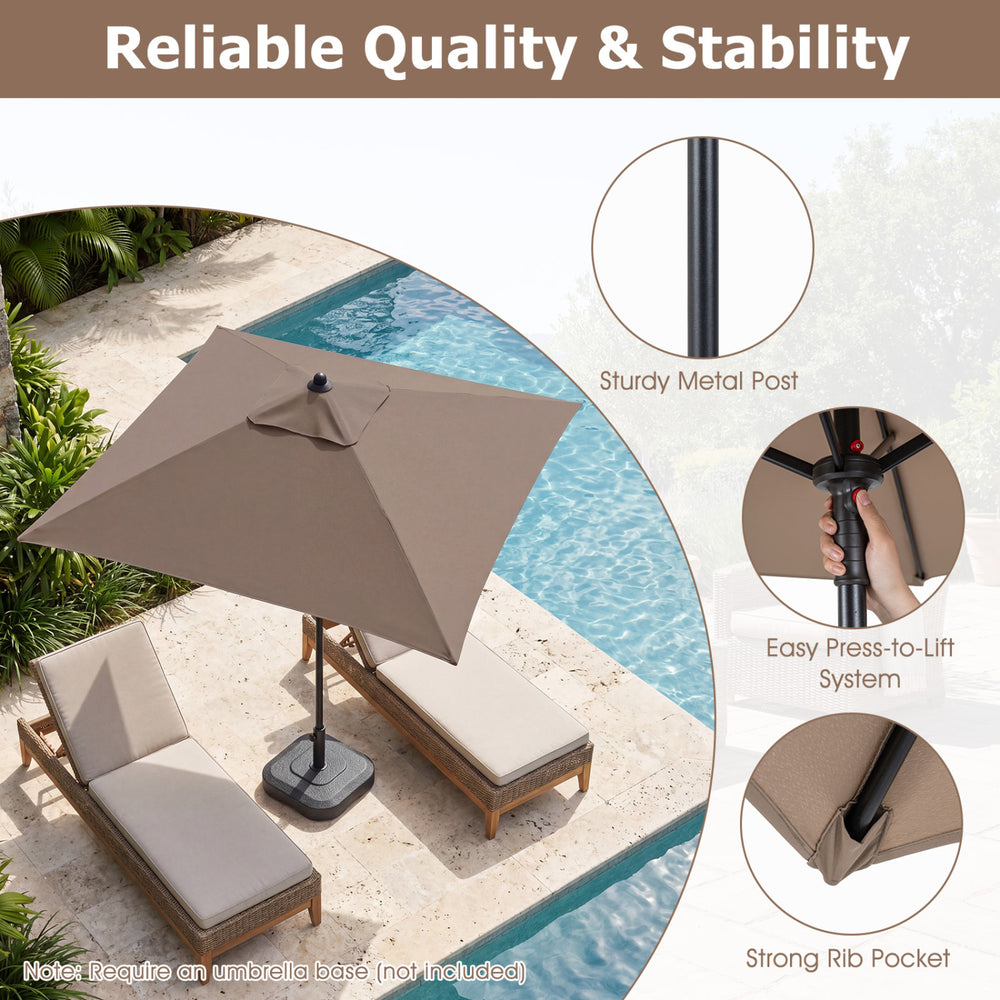 5 Feet Patio Square Market Table Umbrella Shelter with 4 Sturdy Ribs - Gallery View 10 of 10