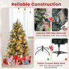 5 feet pre-lit artificial Christmas tree with berries, featuring warm white LED lights and a stable crossed metal base.