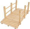5 feet wooden garden bridge with safety rails, made of fir wood, ideal for backyard or garden use.