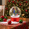 Musical Christmas street lamp with rotating Santa and snowman, featuring 15 LED lights and swirling snow for festive.