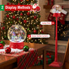 5 ft red musical Christmas street lamp snow globe lantern with rotating scene, perfect for festive tabletop or floor.