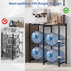 5-gallon water jug holder in black for 4 bottles, featuring a non-spilling tilt angle design and heavy-duty carbon steel frame.