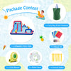 Inflatable bounce house featuring 2 water slides, 3 water cannons, and a 735W blower for summer fun.