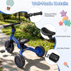Toddler balance bike in blue with easy-to-grip handlebar, comfortable seat, and anti-slip pedals for safe riding.