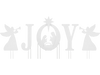 Joyful 5 PCS nativity Christmas yard sign set features angels and a Holy Family silhouette, perfect for outdoor holiday displays.