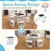 Round kids table with four storage stools, featuring a space-saving design for small spaces and built-in storage.