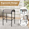 Bar height table set with wood-grained DPC tabletop and breathable fabric seats, ideal for outdoor patio use.