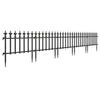 Decorative metal garden fence with fleur-de-lis finials, 9 ft long, ideal for protecting plants in outdoor spaces.