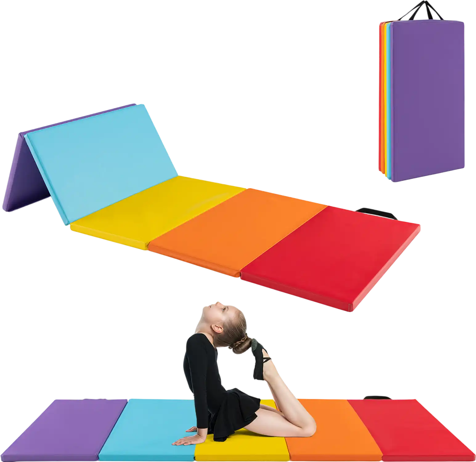 Costway 5-Panel Folding Gymnastics Training Mat for Kids 45817296 New