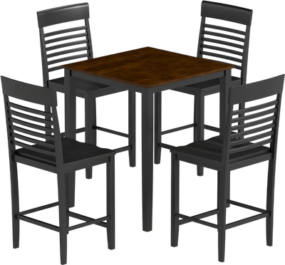 Costway 5-Piece Counter-Height Dining Table Set Rubber Wood Frame Footrest 10145748 New