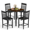 5-piece counter-height dining table set with rubber wood frame, featuring 4 ergonomic chairs, ideal for small spaces.