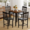 Counter-height dining table set with rubber wood frame and four chairs, ideal for small spaces and stylish dining.