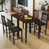 Counter-height dining table set with rubber wood frame and four ergonomic chairs, ideal for small spaces and dining.