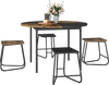 Round 47-inch kitchen table with 4 stools in brown and black, perfect for small spaces and stylish dining.