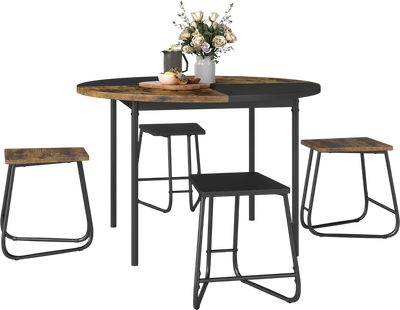 Costway 5-Piece Round Dining Set for 4 w/ Table & 4 Stools 47