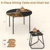 5-piece dining set featuring a 47-inch round table with 4 contrasting stools, perfect for small spaces and stylish.