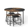 Round 47-inch dining table with 4 contrasting stools, featuring sturdy metal frames for small spaces and easy storage.