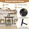 5-piece dining set featuring a 47-inch round table with 4 stools, sturdy metal frames, and a stylish brown finish.