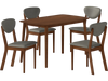 5-piece dining set featuring a rectangular table and four ergonomic fabric chairs in gray, perfect for kitchens or dining rooms.