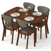 5-piece dining set featuring a rectangular table and four gray fabric chairs, perfect for kitchen or living room use.