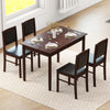 5-piece dining set featuring a brown veneered MDF table and rubber wood legs, ideal for small dining rooms.